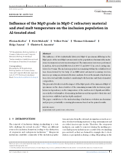 Influence of the MgO grade in MgO‐C refractory material and steel melt temperature on the inclusion population in Al‐treated steel