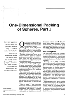 One-Dimensional Packing of Spheres, Part I