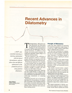 Recent Advances in Dilatometry