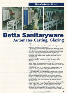 Manufacturing Briefs: Betta Sanitaryware Automates Casting, Glazing