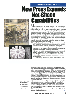 Manufacturing briefs—New press expands net-shape capabilities