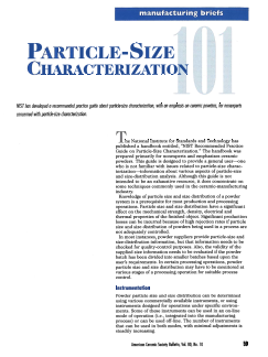 Manufacturing briefs—Particle-size characterization