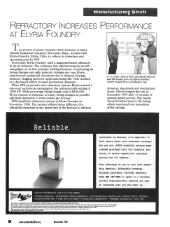 Manufacturing briefs—Refractory increases performance at Elyria Foundry