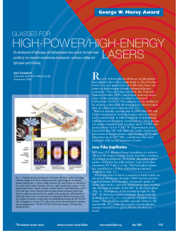 George W. Morey Award: Glasses for high-power/high-energy lasers (full online article)