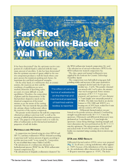 Fast-fired wollastonite-based wall tile