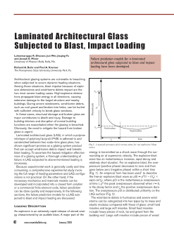 Laminated architectural glass subjected to blast, impact loading