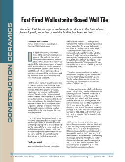 Fast-fired wollastonite-based wall tile