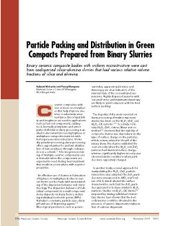 Particle packing and distribution in green compacts prepared from binary slurries