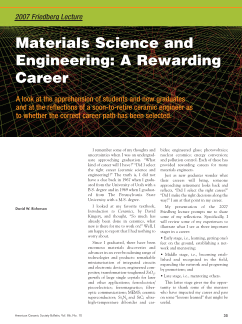 Materials science and engineering: A rewarding career