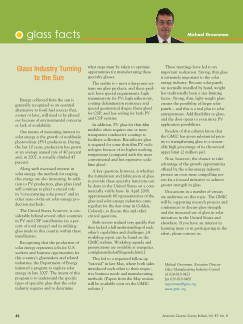 Glass facts—Glass industry turning to the sun