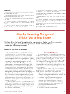 Glass for harvesting, storage and efficient use of solar energy