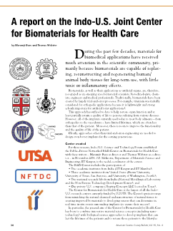 A report on the Indo-U.S. Joint Center for Biomaterials for Health Care