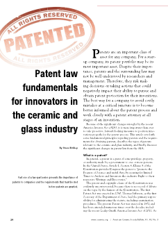Patent law fundamentals for innovators in the ceramic and glass industry