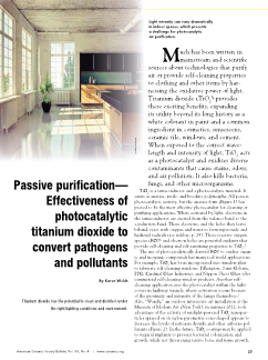 Passive purification—Effectiveness of photocatalytic titanium dioxide to convert pathogens and pollutants