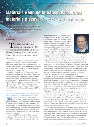 Materials Genome Initiative accelerates materials discovery: A Q&A with James A. Warren