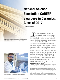 National Science Foundation CAREER awardees in Ceramics: Class of 2017
