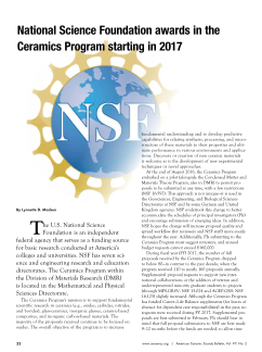 National Science Foundation awards in the Ceramics Program starting in 2017