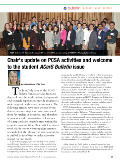 Chair’s update on PCSA activities and welcome to the student ACerS Bulletin issue cover image