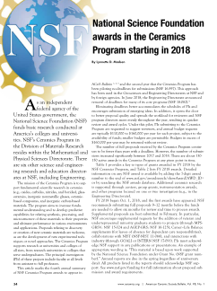 National Science Foundation awards in the Ceramics Program starting in 2018
