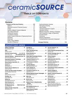 Display ad index and ceramicSOURCE Table of Contents cover image